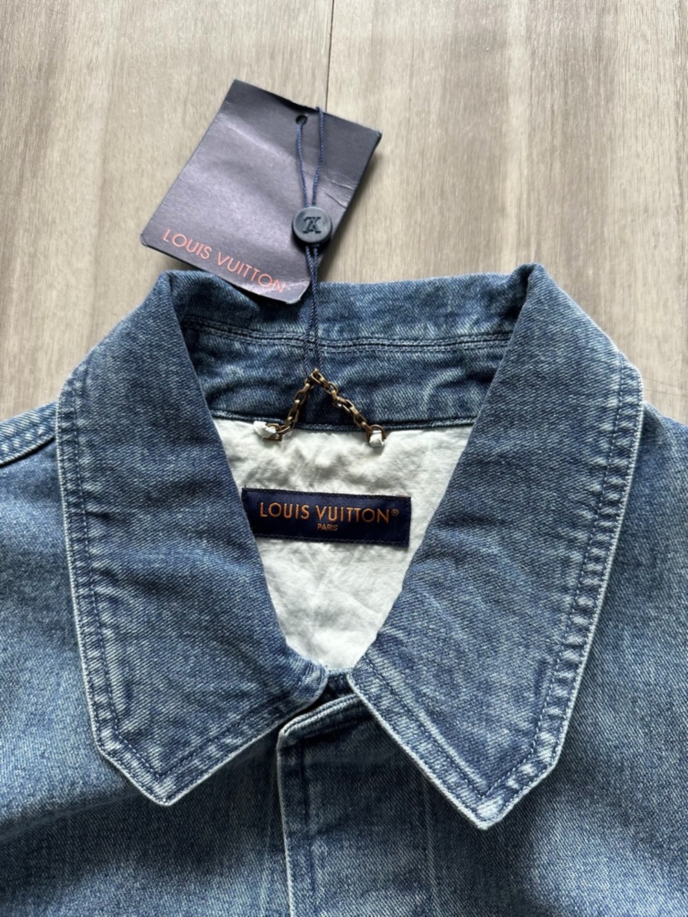 Designer Blue Denim Short-Sleeve Shirt Jacket (XL) Denim Workwear Shirt - Picture 3 of 10